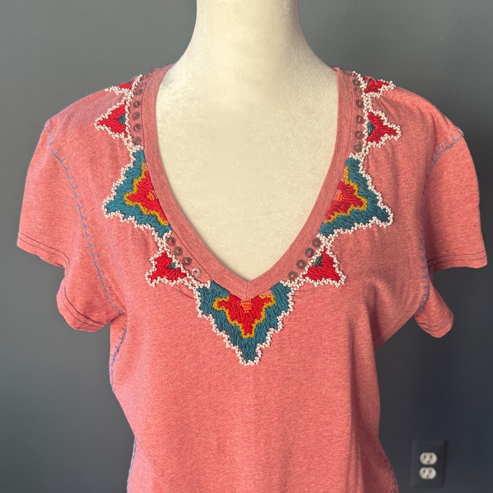 Double D Ranch Embroidered V-Neck Top